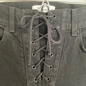 Reformation Black Jaden High & Skinny Jean Size 24 Front Lace Closure LY874